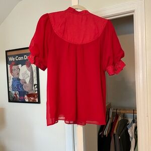 Anthropologie Vibrant Red Blouse